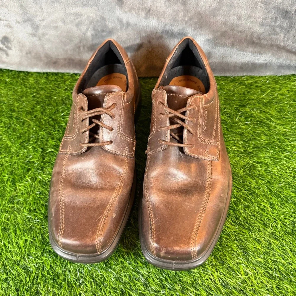 ECCO Brown Leather Bicycle Toe Derby Oxford Shoes Mens‎ size US 7-7.5 EU 41